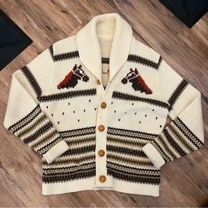 Vintage Cream and Brown Cardigan Sweater